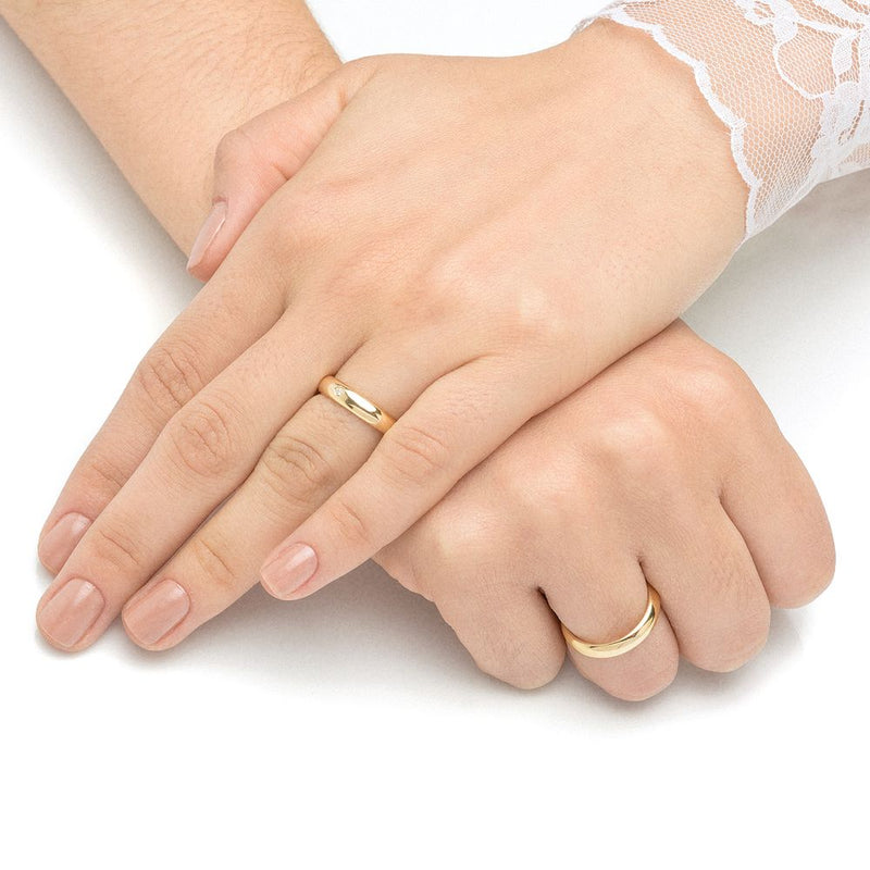Par de Alianças Casamento Ouro 18K Air Comfort Anatômica com Diamante