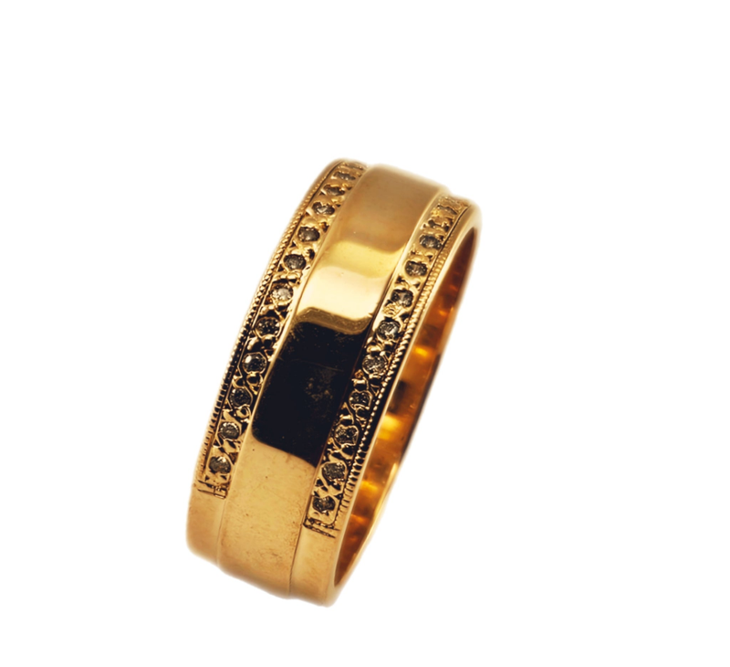Aliança em Ouro 18k Clássica Reta com 30 Brilhantes