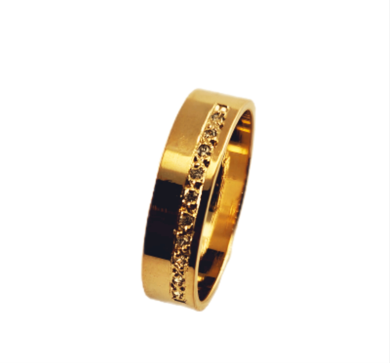 Aliança em Ouro 18k Clássica Reta 5,00mm com 10 Brilhantes