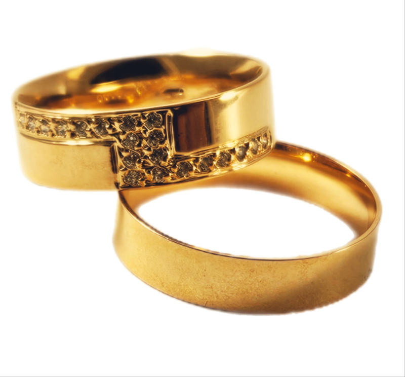Aliança em Ouro 18k Clássica Reta Anatômica 6,00mm com 20 Brilhantes