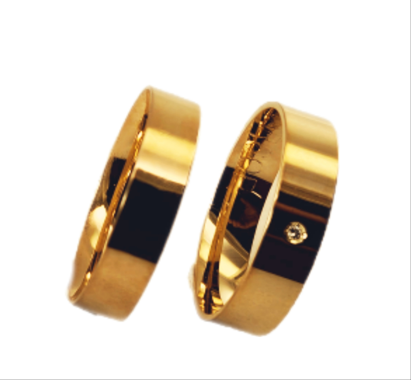 Aliança em Ouro 18k Clássica 5,50mm com 01 Brilhante