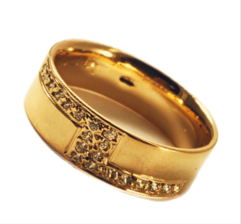 Aliança em Ouro 18k Clássica Reta Anatômica 6,00mm com 20 Brilhantes