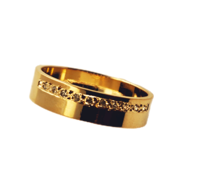 Aliança em Ouro 18k Clássica Reta 5,00mm com 10 Brilhantes