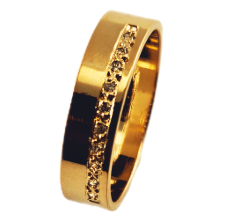 Aliança em Ouro 18k Clássica Reta 5,00mm com 10 Brilhantes