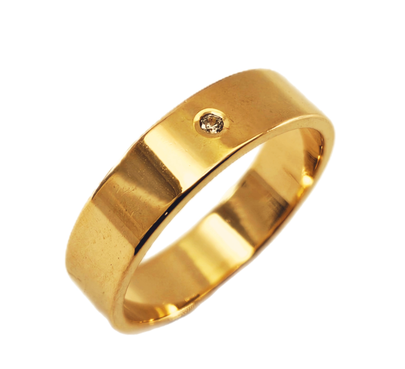 Aliança em Ouro 18k Clássica 5,50mm com 01 Brilhante