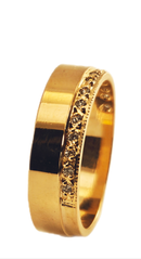 Aliança em Ouro 18k Clássica Reta 6,00mm com rebaixo lateral e 15 Brilhantes