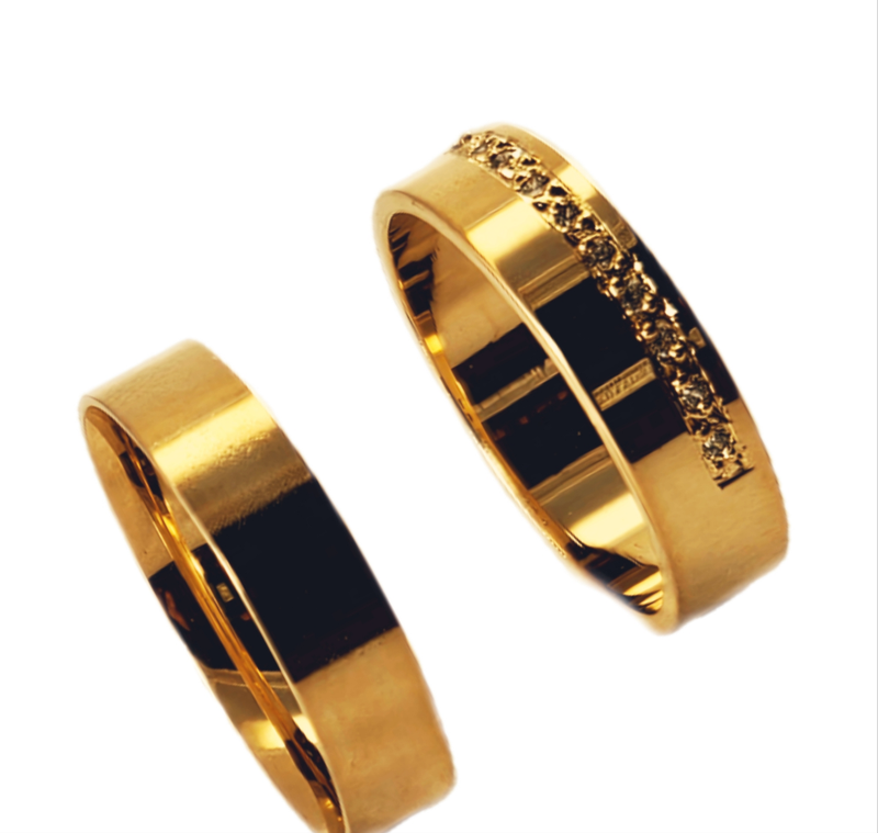 Aliança em Ouro 18k Clássica Reta 5,00mm com 10 Brilhantes