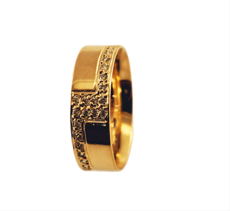 Aliança em Ouro 18k Clássica Reta Anatômica 6,00mm com 20 Brilhantes
