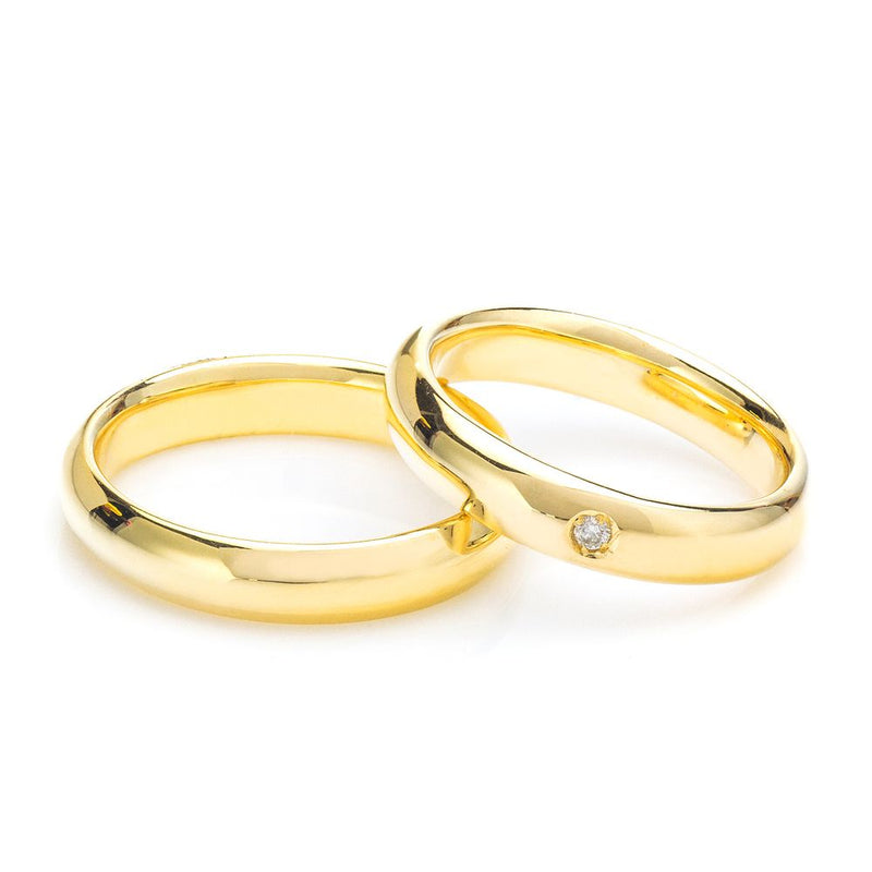 Par de Alianças Casamento Ouro 18K Air Comfort Anatômica com Diamante